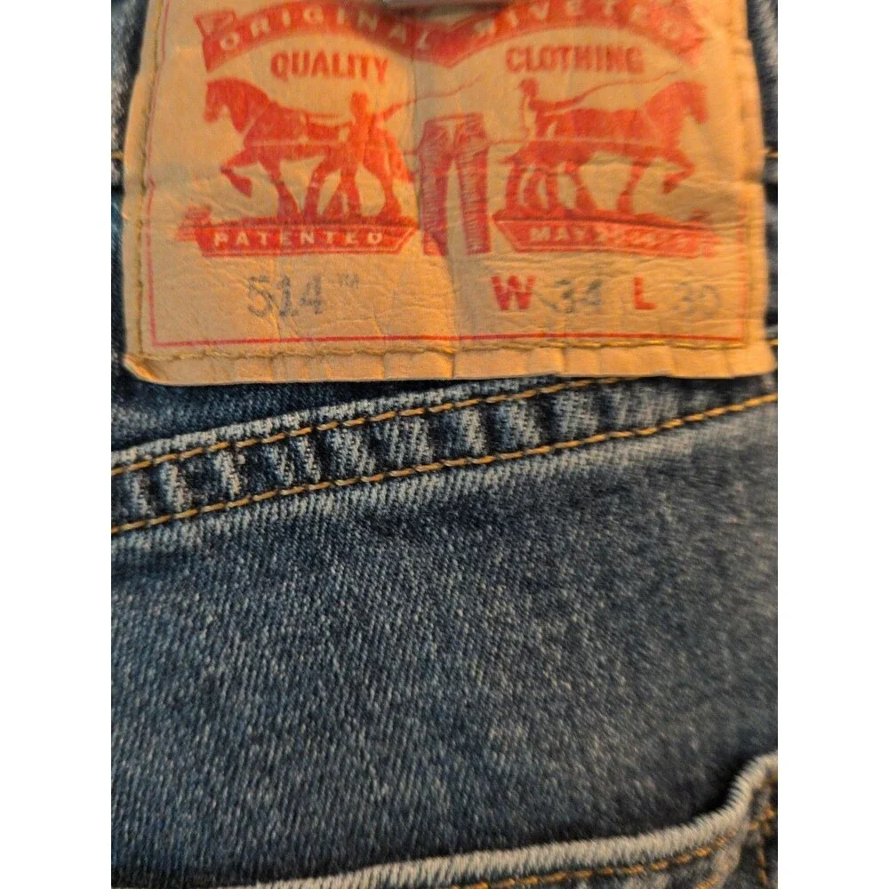 Levis 514 Jeans Mens 34x30 Straight Regular Fit Medium Wash Blue Stretch Classic